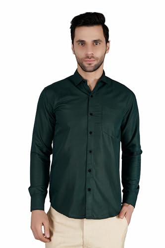 Image of Mens Slim fit Solid Casual Cotton Shirt with Spread Collar and Full Sleeves || Suitable for Office wear