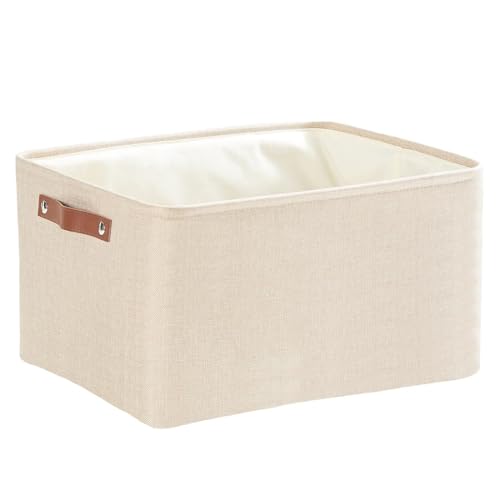 Mangata - Cajas de almacenamiento de tela, cesta de almacenamiento de lona gruesa con asas para ropa interior, ropa, toalla (grande, caqui)