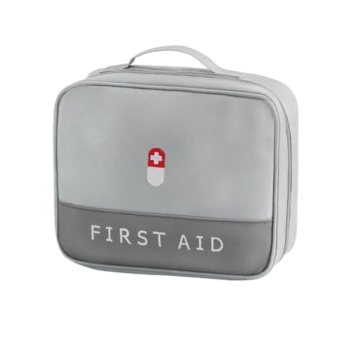 XINGSUI 1 Piezas Bolsa botiquin vacia,Botiquín de Primeros Auxilios Portátil,para el Hogar,Camping, Aire Libre(Gris)