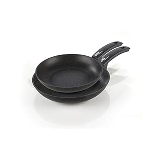Brabantia Moneta Etnea Set of 2 Frying Pans, Stone Surface Non-Stick and Anti-Scratch Coating, 24, 28 cm, 2-Piece Pan Set