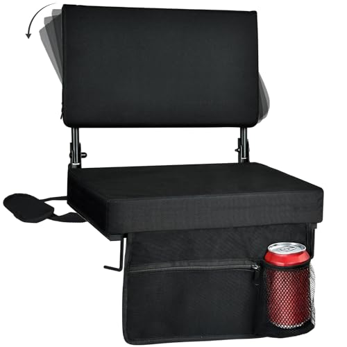 Stadium Seats with Back Support(16.5”L × 13.4”W × 15”H), 360° Adjustable Backrest Stadium...