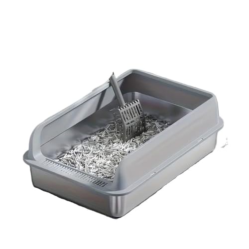 Couvercle pour bac à litière KEMORELA en acier inoxydable gris 50cm