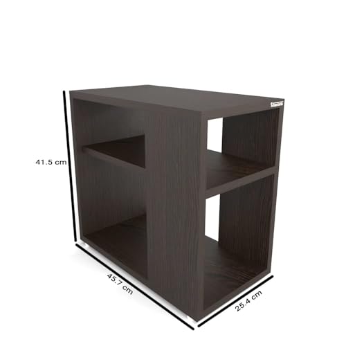 Image of ESTANTERIA Bedside Table for Bedroom Engineered Wood Corner End Sofa Coffee Table with Storage Modern Decor Organizer Space Saver Shelf -DIY Furniture for Bedroom, Living Room Home (Wenge Finish)
