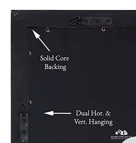 Hamilton Hills Clean Large Modern Wenge Frame Wall Mirror | Contemporary Premium Silver Backed Floating Glass Panel Vanity Or Bathroom Mirrored Rectangle Hangs Horizontal Or Vertical 22 Inch X 30 Inch #TOP3