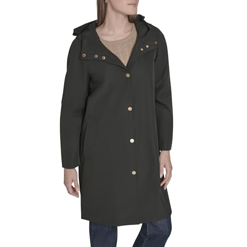 Tommy Hilfiger Damen-Regenmantel mit Schnappverschluss, Schwarz, Größe XL – Ansicht 1