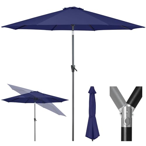 Tempera 10ft Patio Market Outdoor Table Umbrella with Push Button Tilt and Crank,Large Sun Umbrella with Sturdy Pole&Fade Resistant Canopy,Easy to Set,Navy