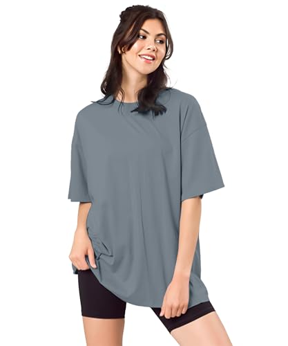 Image of SHODOX Women's Cotton Blend Oversized Drop Shoulder Solid T-Shirt(Pack of 1)