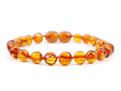 Amber Touch Baltic Necklace and Bracelet - Natural from Baltic Region (13in. and 5.5in.) (Brown)