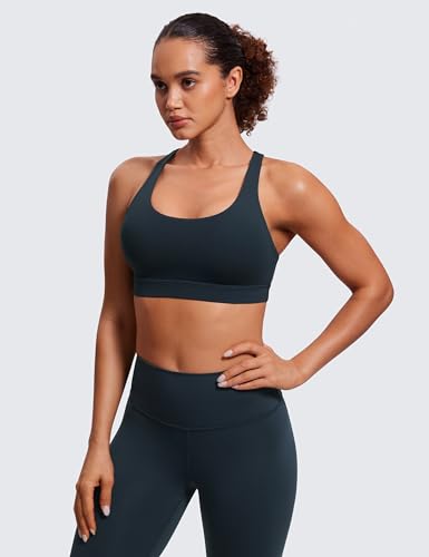Image of CRZ YOGA Naked Feeling Strappy Sports Bras | Medium Support, Removable Pads, Yoga, Sleek, Scoop Neck, for Women