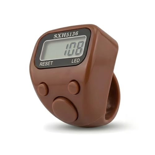 Image of Digital Finger Ring Tally Counter, LCD Display with LED, Reset Button (Pack of 1-Multicolour) (Brown)