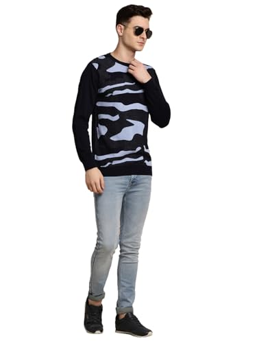Pull en tricot bleu marine pour homme col rond Turtle aux finitions premium