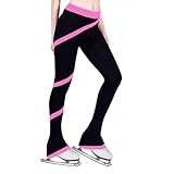Mujer Pantalones Patinaje Artístico con patrón Rayas en Espiral, Mallas Entrenamiento Patinaje sobre Hielo, Mallas Patinaje Cálidas con Rayas En Espiral