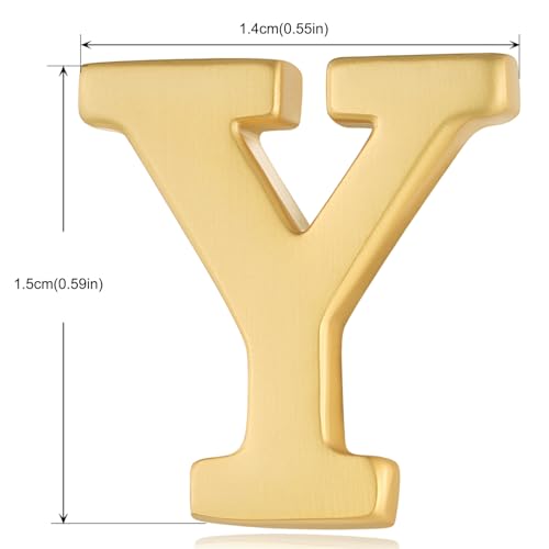Image of HONEY BEAR Mens Womens Initial Alphabet Letter Lapel Pins Collar Badge Brooches for Business Wedding Graduation Gift Matte Gold 0.59 inches