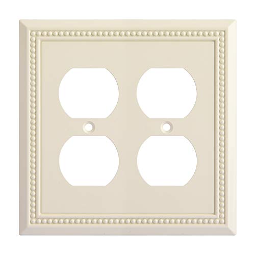 Image of Henne Bery Sunken Pearls Heavy Duty Decorative Wall Plate Switch Plate Outlet Cover, Durable Solid Zinc Alloy (Double Duplex, Light Almond)
