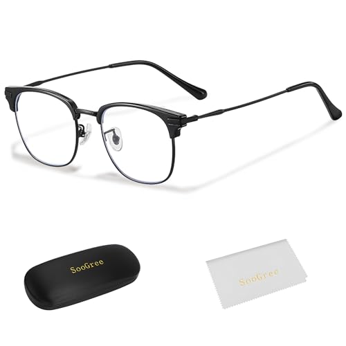 Image of SooGree Blue Light Blocking Glasses Men Women Anti Blu-Ray Clear Gaming Glasses Half Frame UV 400 Anti Eyestrain Computer