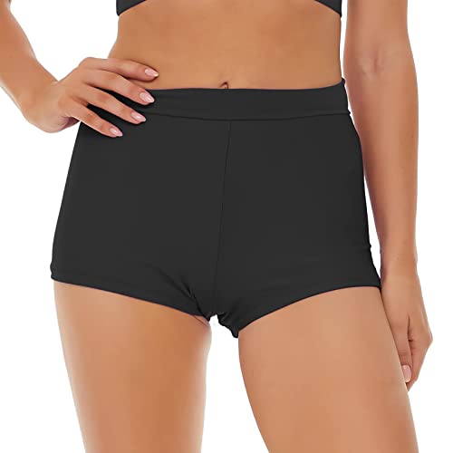 Deportes Brazo traje de baño traje de baño Top traje de baño pantalones cortos cintura Bikini Swimwears conjuntos Tankinis traje de baño niña, El negro, XXL