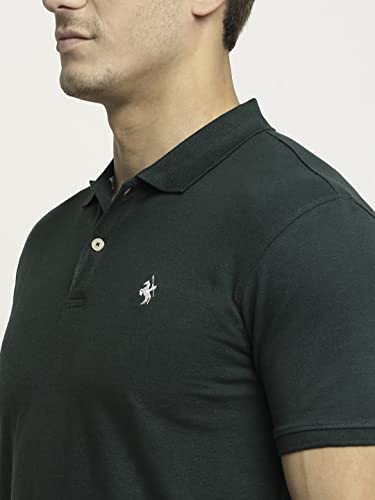 Image of Cantabil Men's Cotton Blend Solid Polo Neck T-Shirt (Regular Fit)