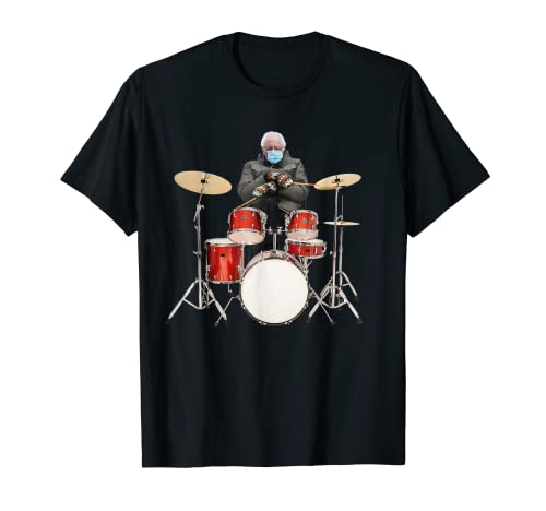 Funny Bernie Sanders Drum Mittens Sitting Inauguration Meme T-Shirt
