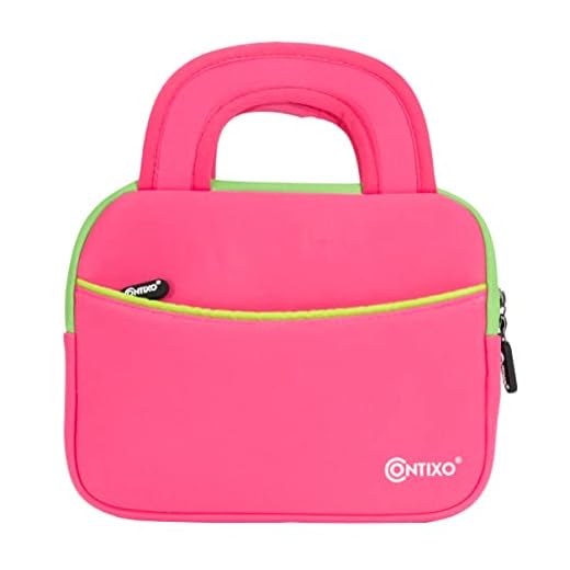 Contixo 7" Tablet Sleeve Bag - Fits 7-8" Kids Tablets, Protective Neoprene Cover with Accessory Pocket, Durable and Lightweight (Pink)