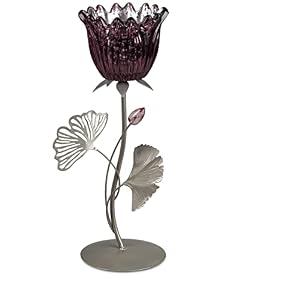 1 Stück Teelichtleuchter Leuchter Tischlicht1flm. 28cm Blüte Beere aus Metall sortierter Artikel