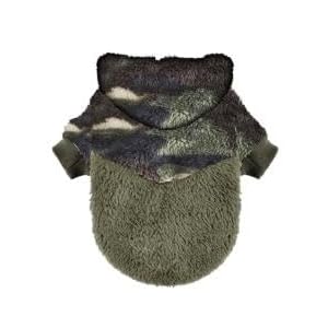 Fleece Dog Hoodie Clothes Dog Sweaters for Small Dogs, Winter Cute Warm Camouflage Puppy Chihuahua Sweater, Pet Doggie Sweatshirt for Chihuahua Yorkie Teacup, Cat Apparel (Camouflage Green, XX-Small)