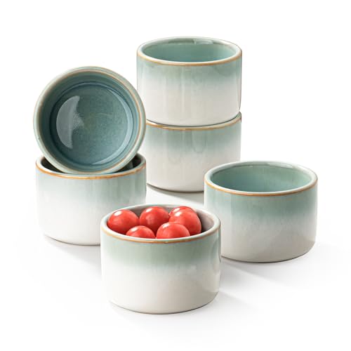 UNICASA Lot de 6 moules à soufflé pour crème brûlée - 180 ml - Pour four et micro-ondes - Bleu