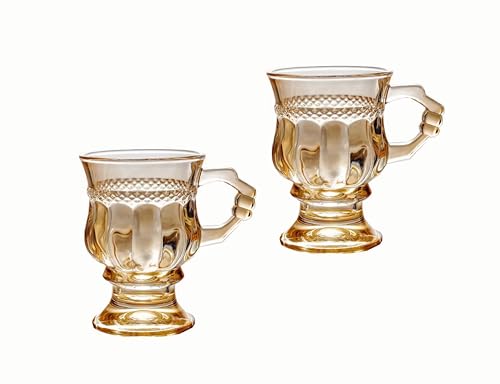 Juego de 2 Mugs Vintage de Vidrio Ámbar 4 oz miniatura 1