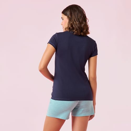 Image of Enamor Short Sleeve Crew Neck Regular Length Basic Crew T-Shirt - Slim Fit, Soft and Breathable Stretch Cotton - E147