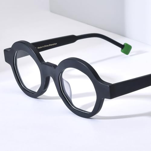 Image of HEPIDEM Multicolor Acetate Glasses Frame Women,Oversize Round Optical Eyeglasses