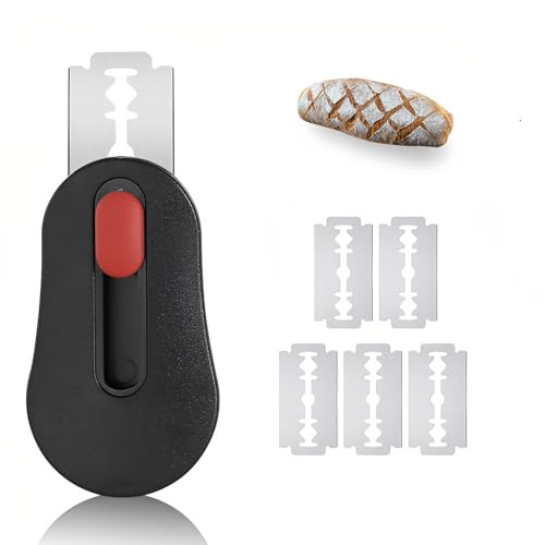 Kiuiom Brotschneidewerkzeug, Teigmesser Bäckermesser,Herausziehbar und Magnetisch Brotteigschneider mit 5 Rasierklingen Edelstahl Teigschneidemesser Sourdough Scoring Tool für Brot, Baguette,BröTchen