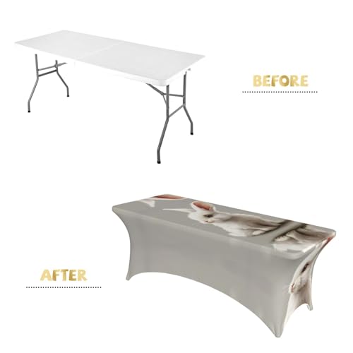 Nappe extensible imprimé lapin blanc en élasthanne infroissable