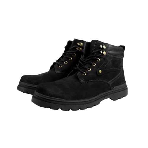 DRUON Atlas Black Nubuck Leather Boots Gain 2.5" in Height with Premium Nubuck Leather for Style & Durability Sleek Comfortable & Designed for All-Day Wear2