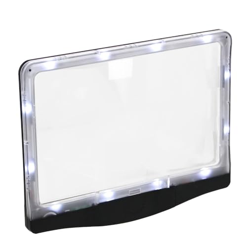 Safe 4560 LED Flachlupe Profi – Leselupe mit 300% Vergrößerung, 12 dimmbare LEDs, großes Sichtfeld, 230 x 180 x 30 mm