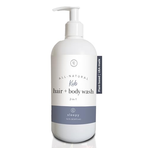 Rowe Casa Organics 2-in-1 Kids Hair & Body Wash with Therapeutic Essential Oils Sleepy Kids Shampoo & Body Wash with Floral Relaxing & Calming scent 16 Fl. Oz