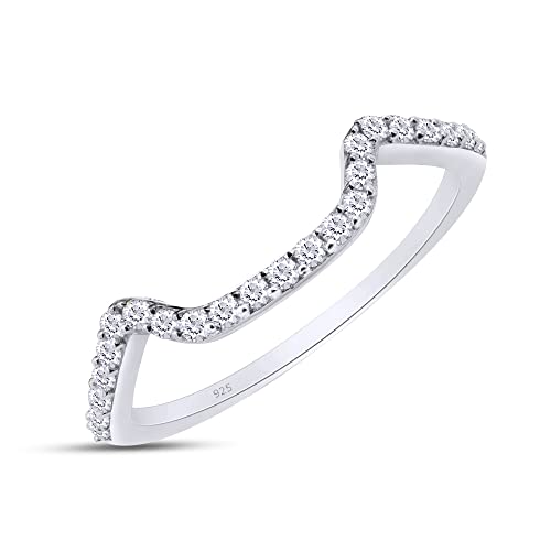 SAVEARTH DIAMONDS 1/5 Carat Round Cut Lab Created Moissanite Diamond Curved Wedding Band Ring In 14K Gold Plated 925 Sterling Silver Jewelry (Clarity : VVS1, 0.20 Ct)2