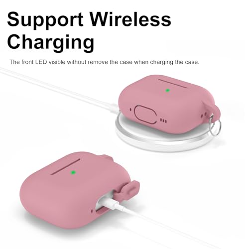 Image of for AirPods Pro 2nd 1st Generation Case Cover with Keychain, Protective Soft Silicone Skin Accessories for Apple AirPods Pro Charging Case 2022 /2019, Front LED Visible, Bean Pink