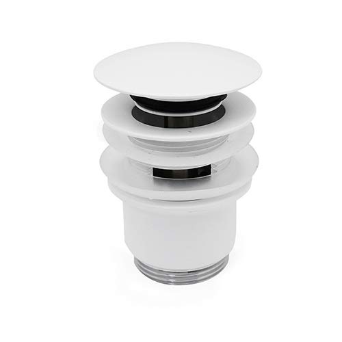 Piletta click-clack per lavabo con troppo pieno bianco opaco