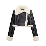 WHKJSS Veste en cuir courte pour femmes européennes et américaines hiver épaississement chaud rue de la mode à la mode cent avec tempérament veste de banlieue M