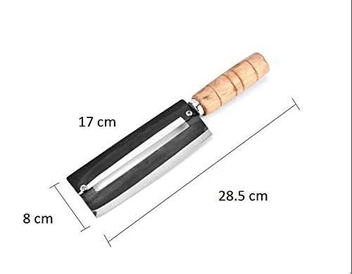Image of Stainless Steel and Wooden Handle Sharp Paring Knife Fruit Pineapple Sugarcane Cane Peeler Knife Cutter Kitchen Tool for Home Kitchen Full Coasted Black