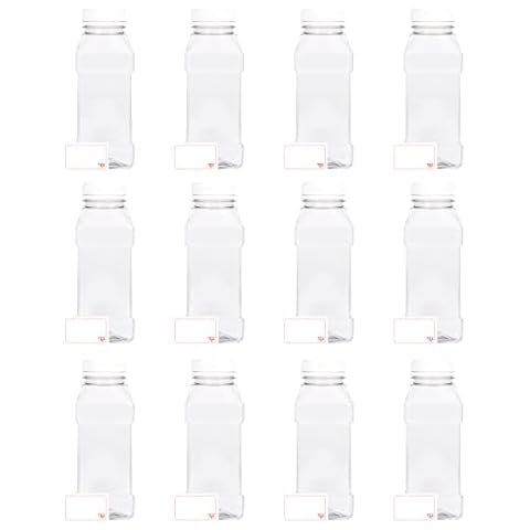 TEC Juice Bottles 1 Litre with Lids Empty Clear 30% Recycled PET Plastic Drink Containers Reusable for Fridge Suitable for Kids Adults Water Milk Juicing Sensory Pack Multipack in Bulk Packs(48) Cover
