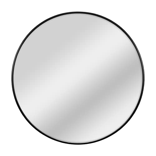Image of MCS Master & Co. Modern Metal Round Wall Mirror, Minimalist Home Decor Circle Mirror for Living Room, Bedroom, or Bathroom, 30 Inch, Black