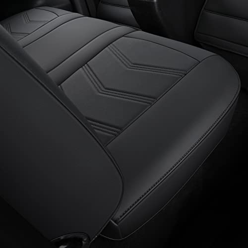 Image of LUCKYMAN CLUB Tacoma Custom Seat Covers M9 Full Set, Fit 2005-2023 Tacoma Double /Crew Cab SR SR5 TRD Sport TRD Off-Road PreRunner Trims, with Waterproof Faux Leather (Full Set, Black)