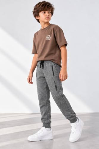 Image of Alan Jones Clothing Boys Solid Joggers Trackpant | Ribbed Hem & Waist | Drawstring Closure | Sizes 5-16 Years | Heavy GSM Fabric