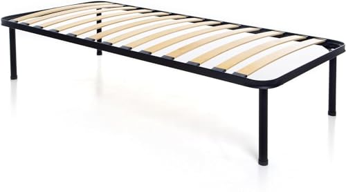 DOLCI SOGNI Rete Letto Singolo 90x200 cm Altezza 35cm, Rete Ortopedica 4 Piedi Letto Smontabili a Doppio Bullone, Rete Singola Doghe 90x200, Rete Singola con Doghe di Legno 100% Made In Italy
