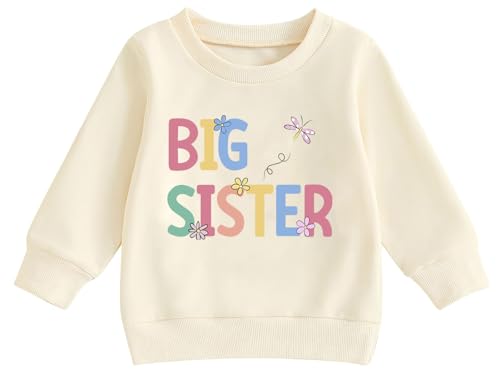 Big Sister Sweatshirt Toddler Baby Girl Promoted to Big Sister Announcement Crewneck Long Sleeve Pullover Fall Tops