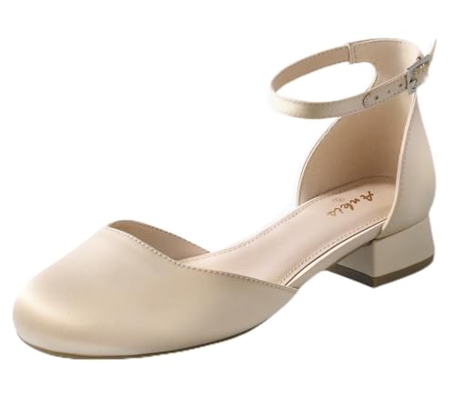 Image of Ankis Round Closed Toe Heels for Women, Low Block Heel Dress Shoes