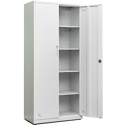 Anwick Metal Garage Storage Cabinet with 2 Doors and 4 Adjustable Shelves - 69