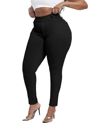 Womens Plus Size Pants Skinny Stretchy High Waisted Casual Ease into Comfort Dress Pants3