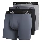 adidas Men's Stretch Cotton Boxer Brief Underwear (3-Pack), Onix/Black Black/Onix Grey/Black, Large