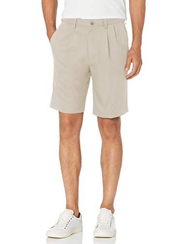 Haggar Men's Cool 18 Expandable Waist Plain Front Plaid Short string 38